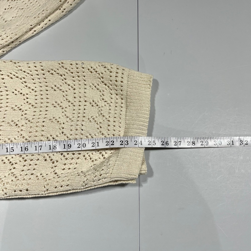 Sezane Capucine Pointelle Knit Cardigan Sweater Womens Small Cottagecore Preppy - Picture 9 of 11